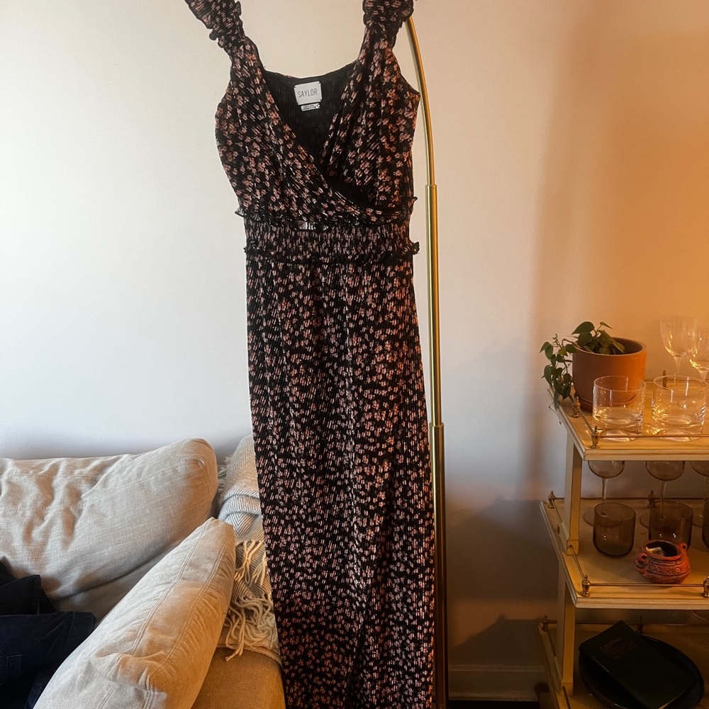 SAYLOR Black and Pink Floral Maxi Dress